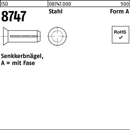 Senkkerbnagel ISO 8747 Fase 2x 10 Stahl 500 Stück