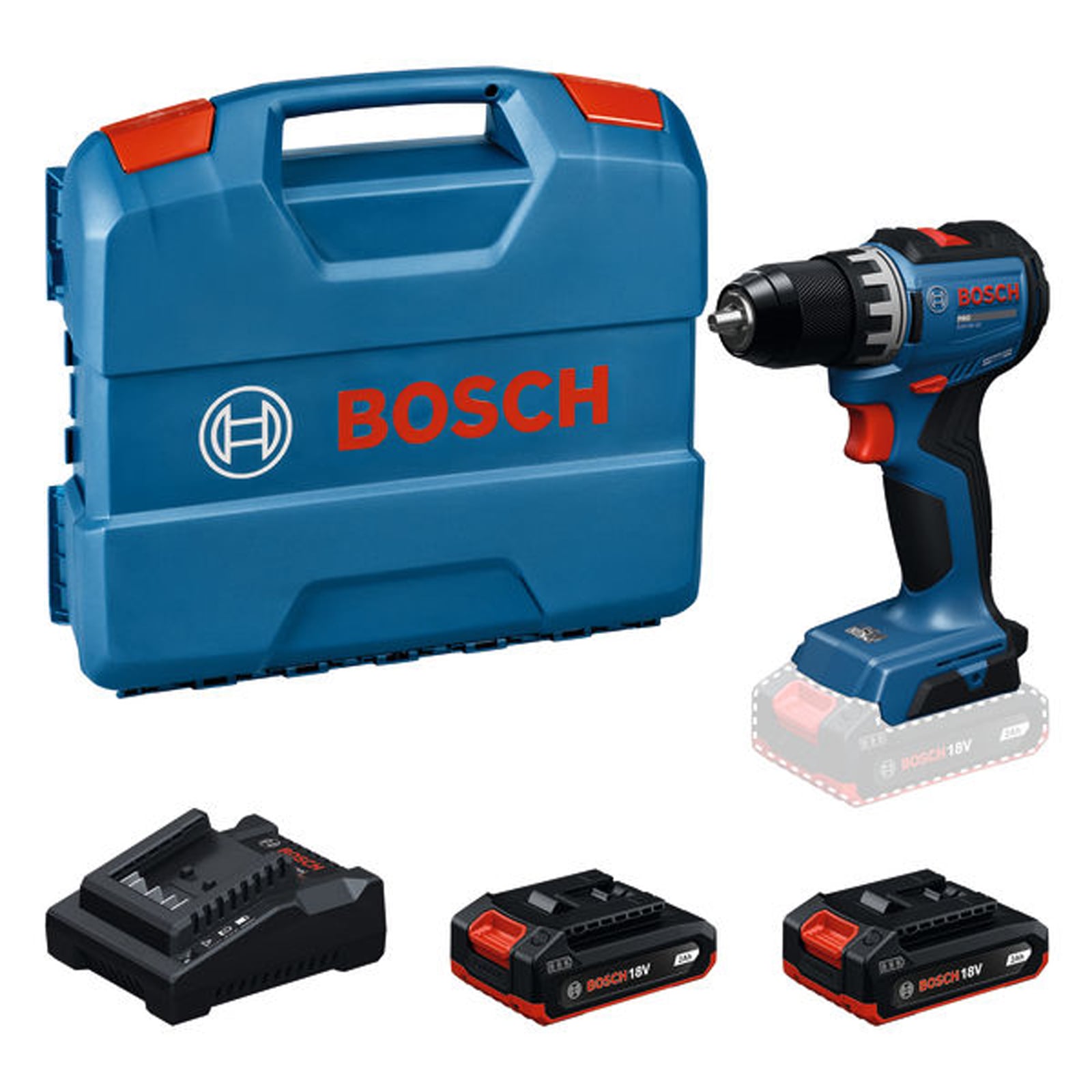 Bosch Akku-Bohrschrauber GSR18V-52 / 2x Akku GBA 18V 2.0Ah in L-Case - 06019S0025