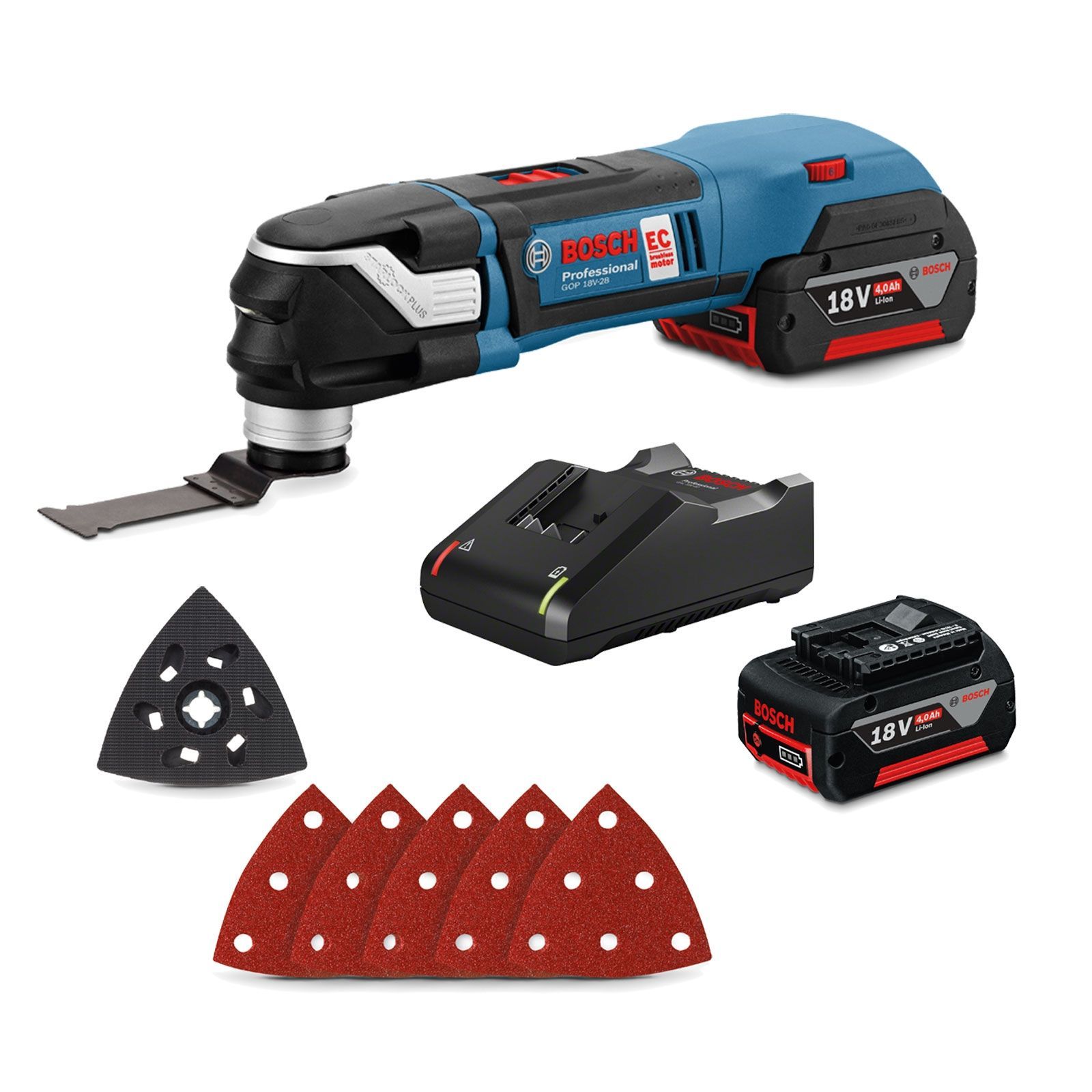 Bosch Akku-Multi-Cutter GOP 18V-28 / 2x 4,0 Ah Akku + Ladegerät - 06018B6004
