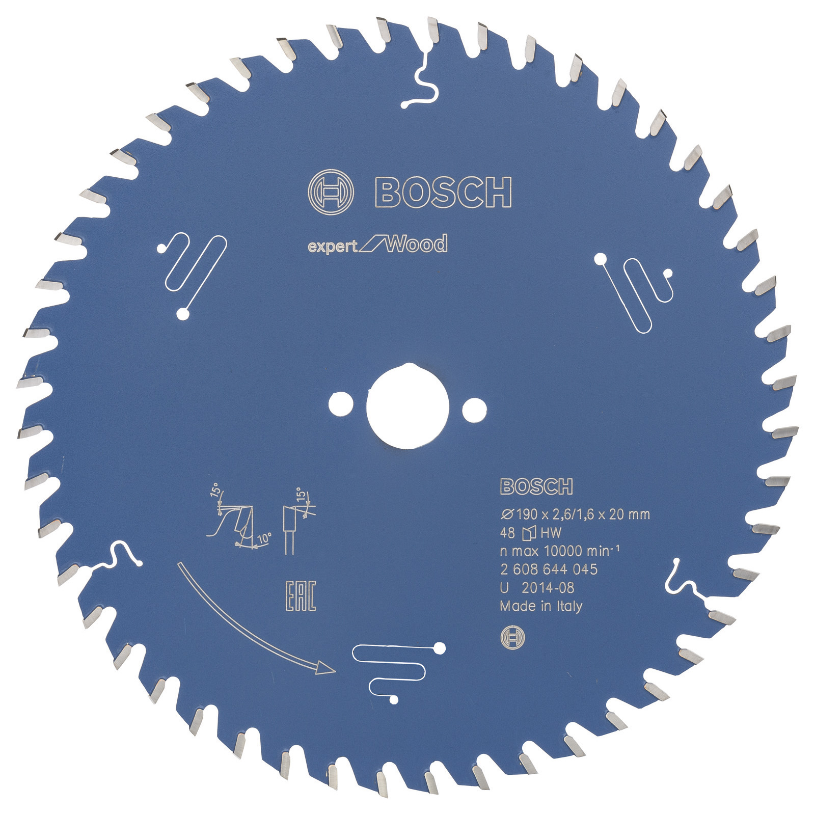 Bosch Kreissägeblatt Expert for Wood für Handkreissägen 190 x 20 x 2,6 mm 48 - 2608644045