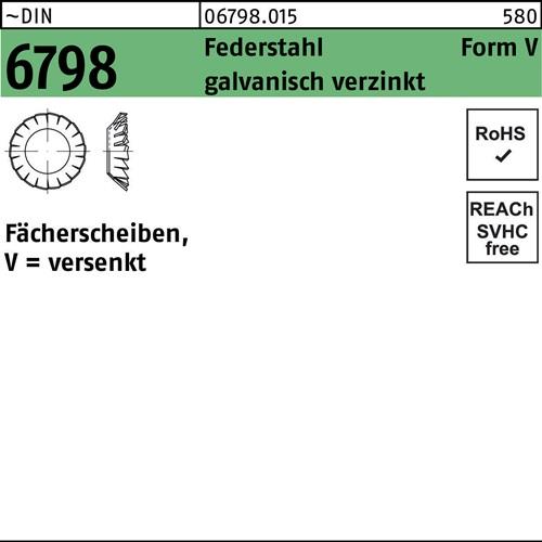 Fächerscheibe DIN 6798 FormV versenkt V 13 Federstahl galv.verz. 500St.