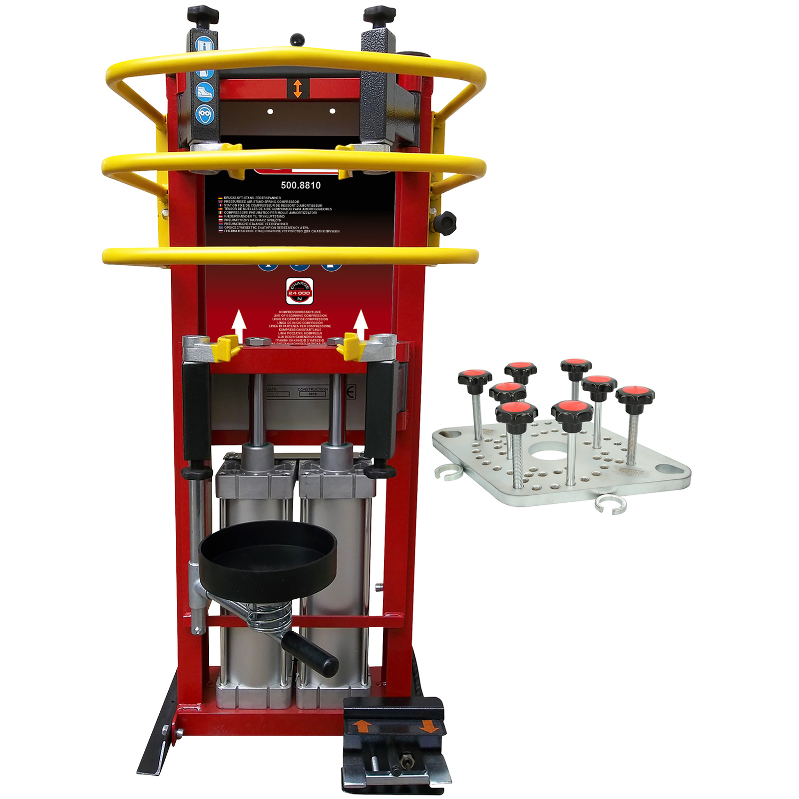 KS TOOLS Druckluft-Stand-Federspanner mit Doppel-Zylinder inkl. Adapterplatte - 500.8815