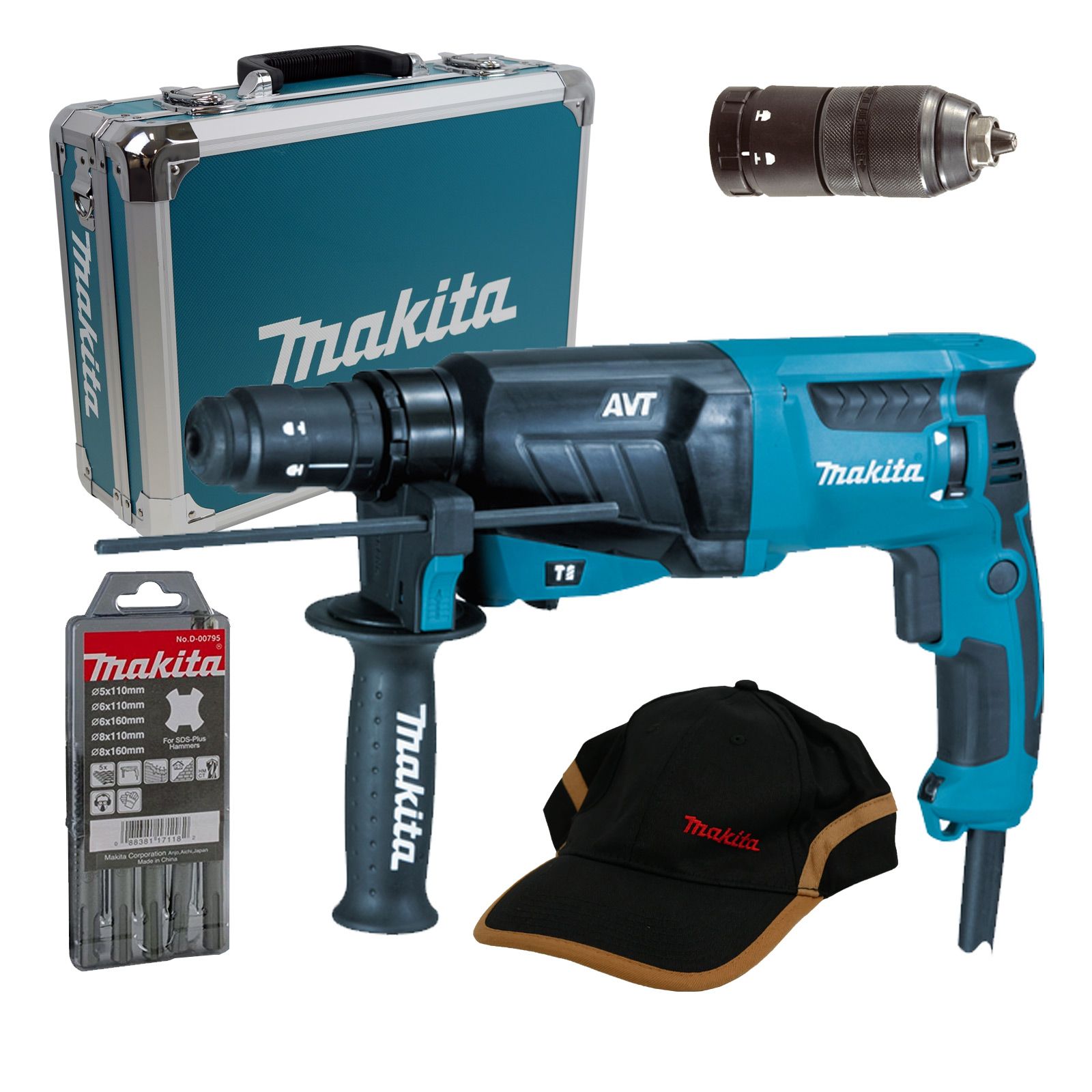 Makita HR2631FT13 Kombihammer 800 W für SDS-PLUS 26 mm im Alukoffer