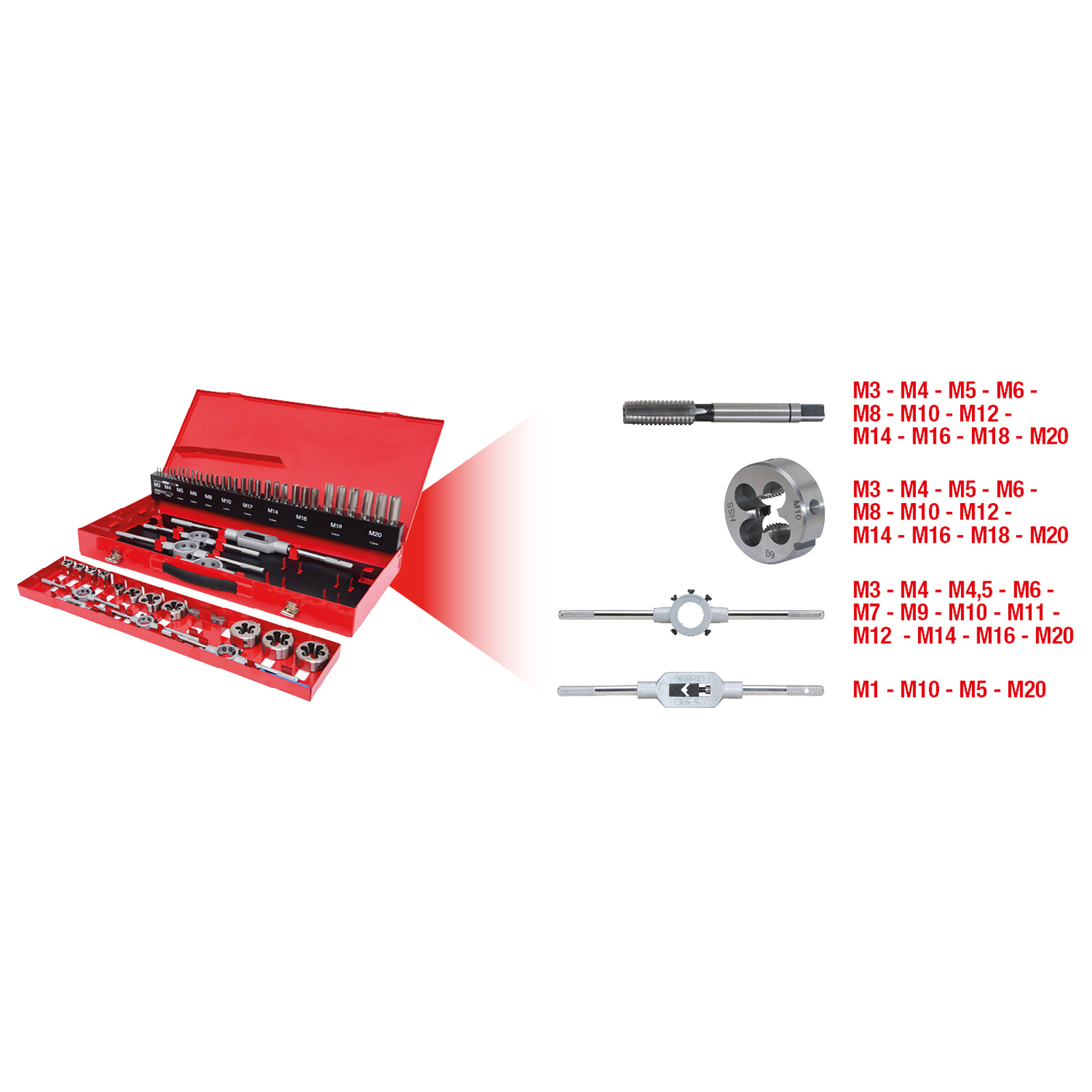 KS TOOLS HSS Gewindeschneidwerkzeug-Satz 54tlg. - 331.0654