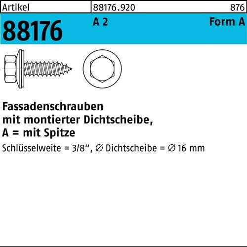 Fassadenschraube R 88176 Dichtscheibe/Spitze A 6,5x 50 A 2 250 Stück