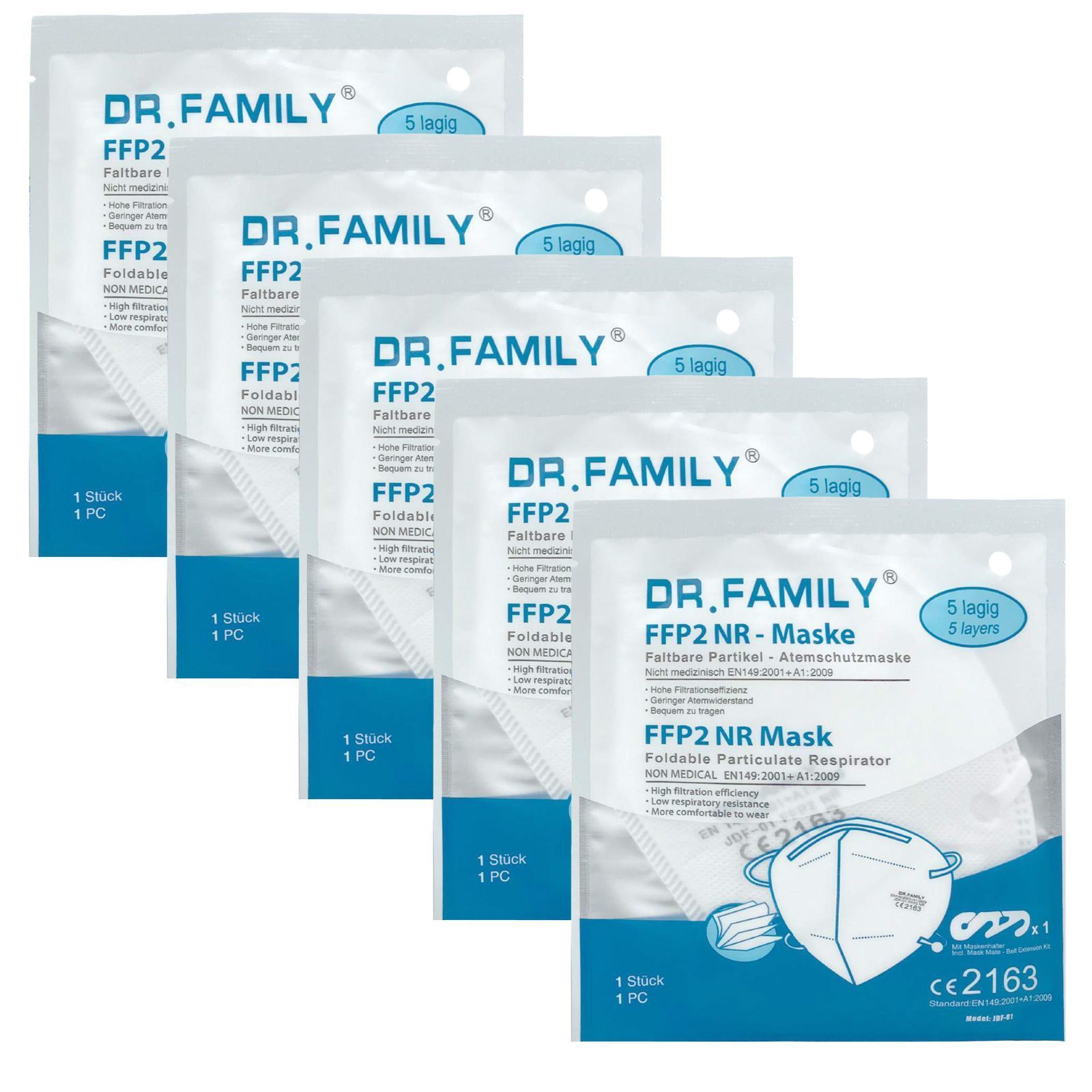 5x FFP2 Dr.Family Atemschutzmaske 5-lagig - 50095-5