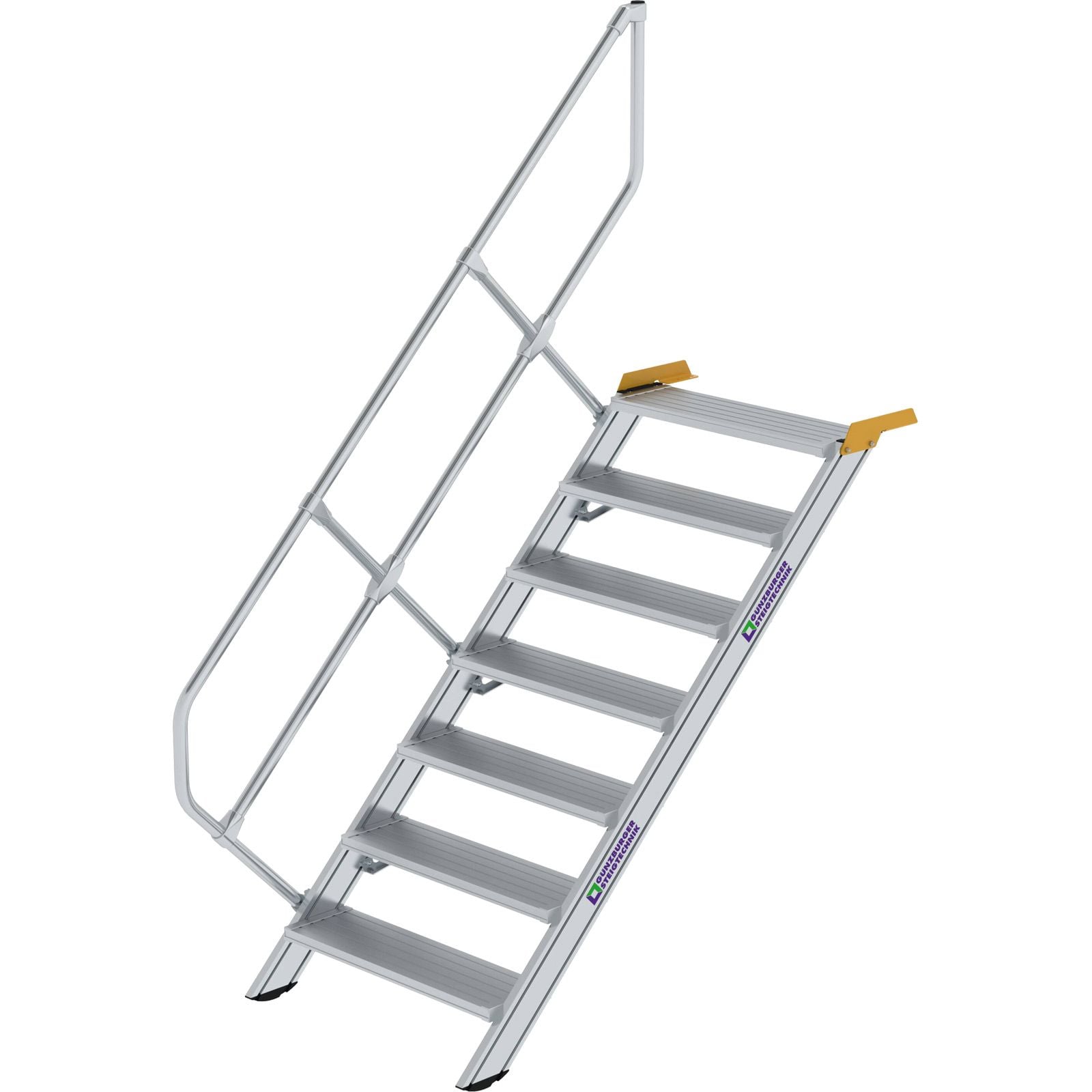 Günzburger Steigtechnik Treppe 45° Stufenbreite 800 mm 7 Stufen Aluminium geriffelt - 600267