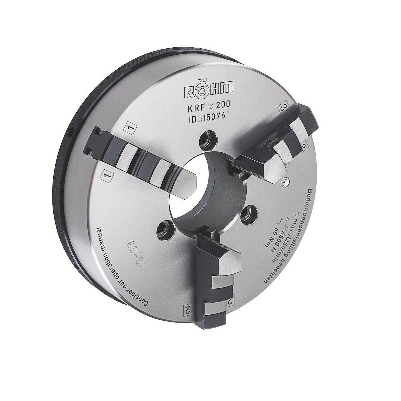 Röhm KRF 200, 3-Backen, mit Spannstift, Zylindrische Zentrieraufnahme, Gusskörper - 150761