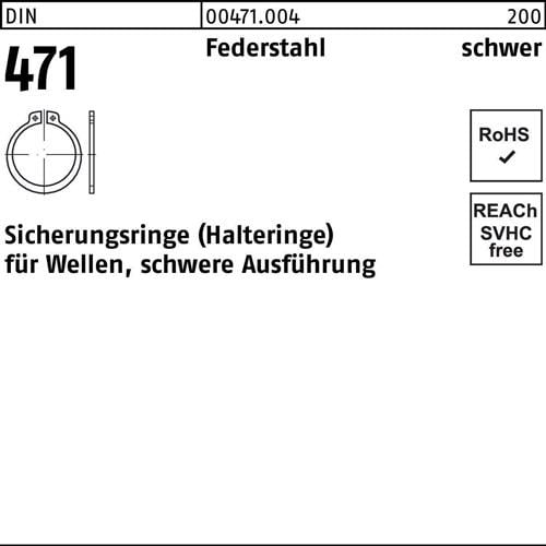 Sicherungsring DIN 471 22x 1,75 Federstahl schwere Ausf. 500 Stück