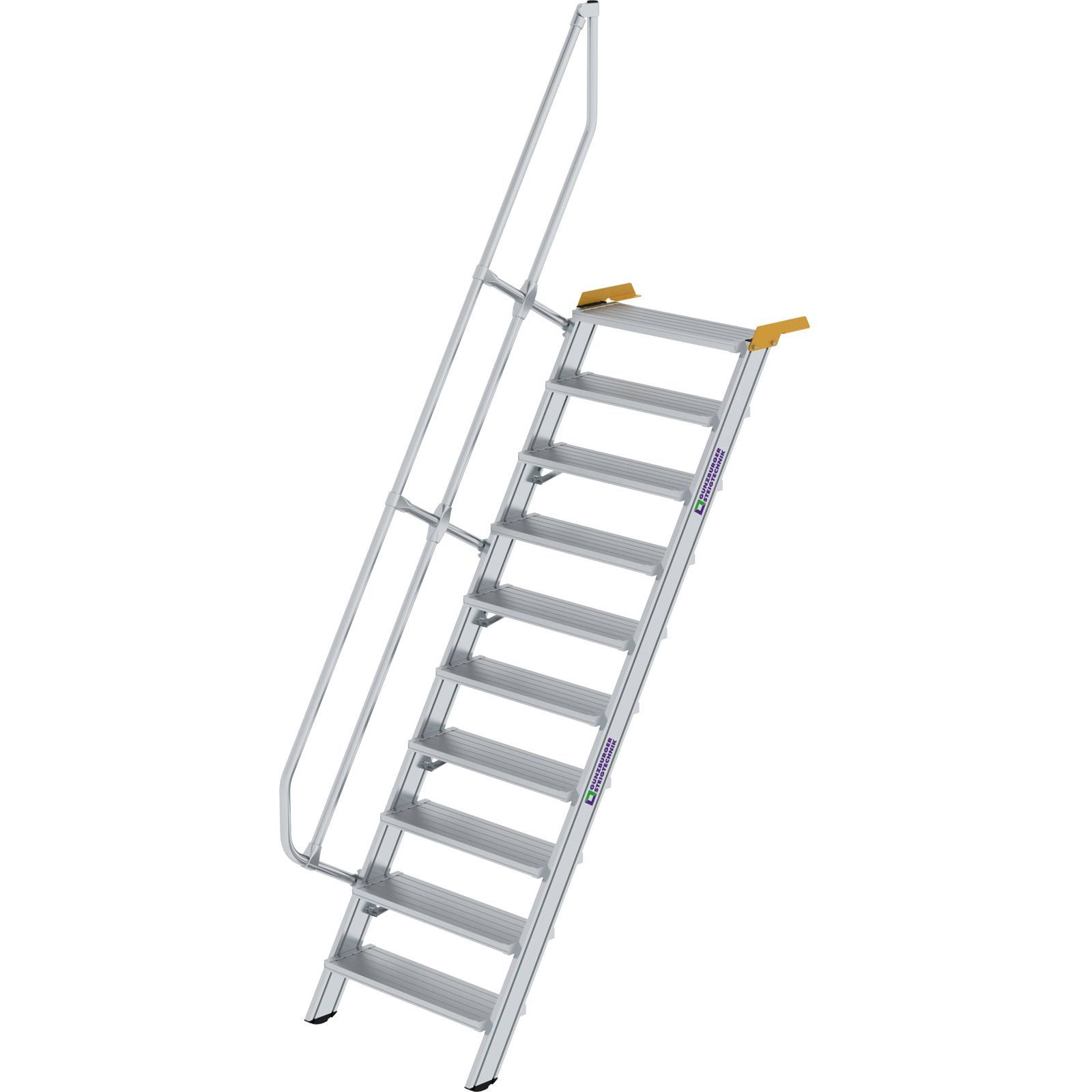 Günzburger Steigtechnik Treppe 60° Stufenbreite 800 mm 10 Stufen Aluminium geriffelt - 600230
