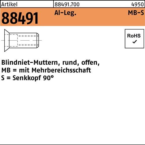 Blindnietmutter R 88491 SEKO M5/1,5 - 6,0 Aluminium 500 Stück