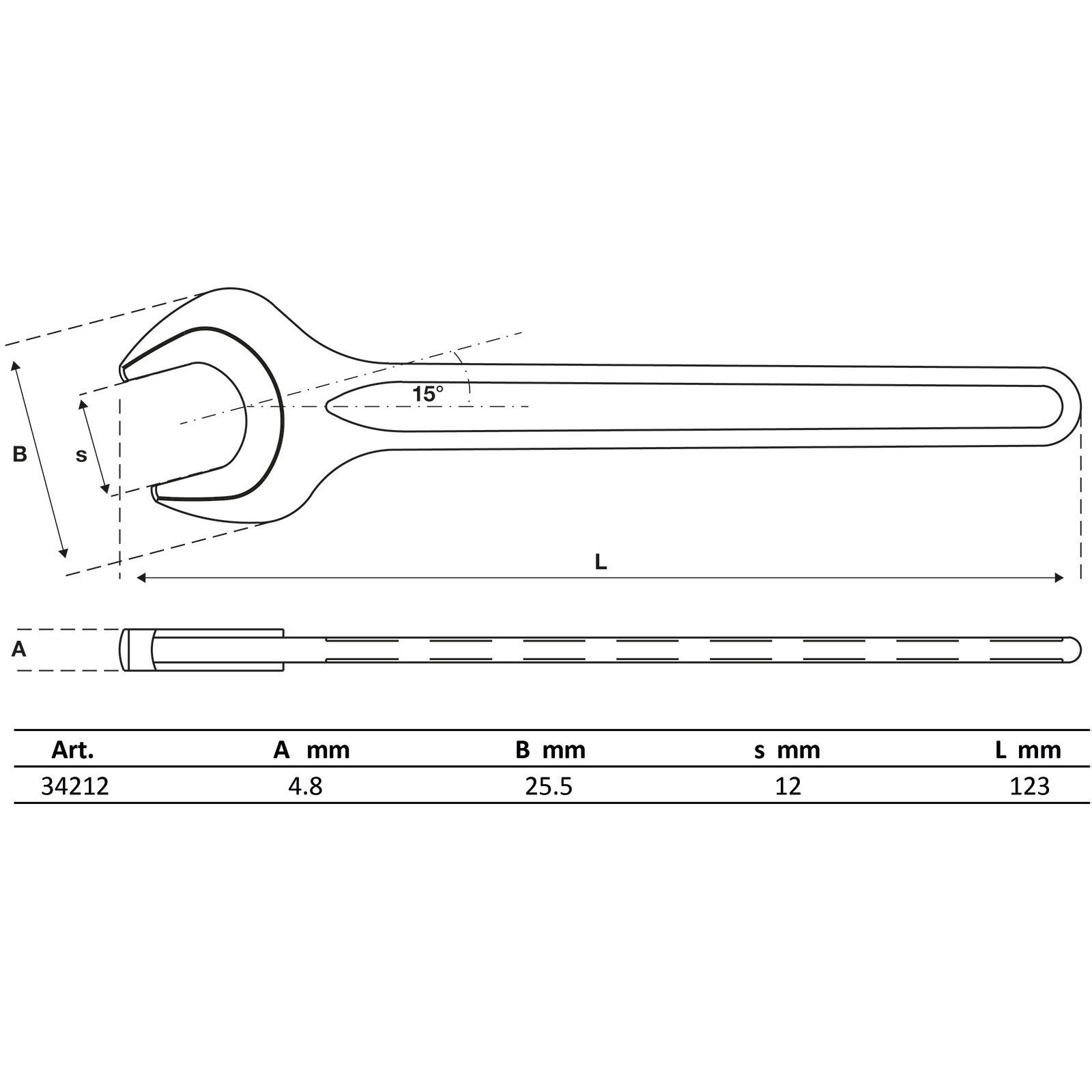 BGS Einmaulschlüssel DIN 894 SW 12 mm - 34212