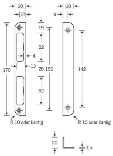 SSF Winkelschließbl.Alu.silber Winkel B20xL170mm rd.T.8mm DIN L/R - 4152 00/100G