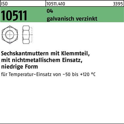 Sechskantmutter ISO 10511 Klemmteil M18 Automatenstahl galv.verz. 50St.