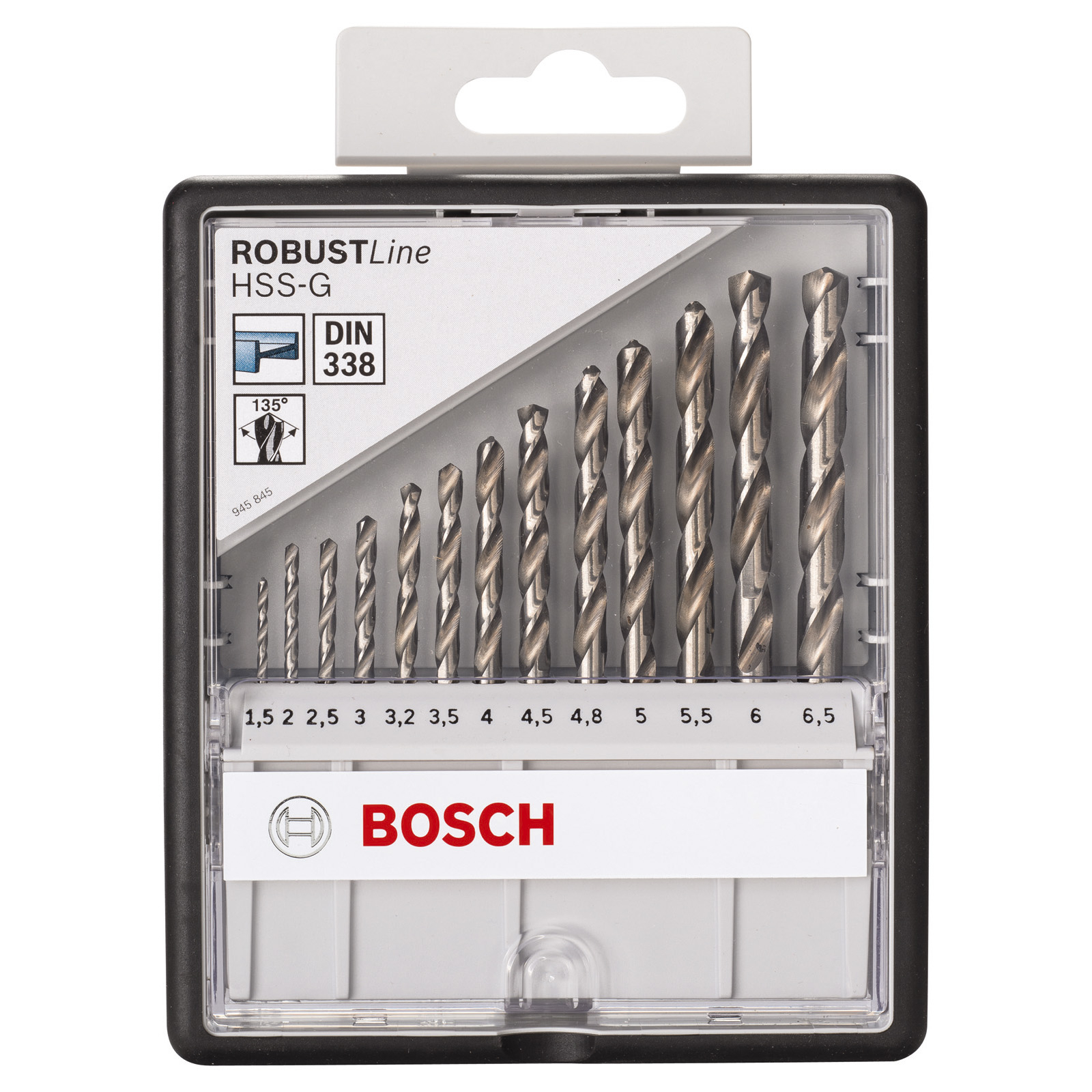 Bosch Metallbohrer-Set Robust Line HSS-G, DIN 135, 135°, 13tlg., 1,5 - 6,5 mm - 2607010538