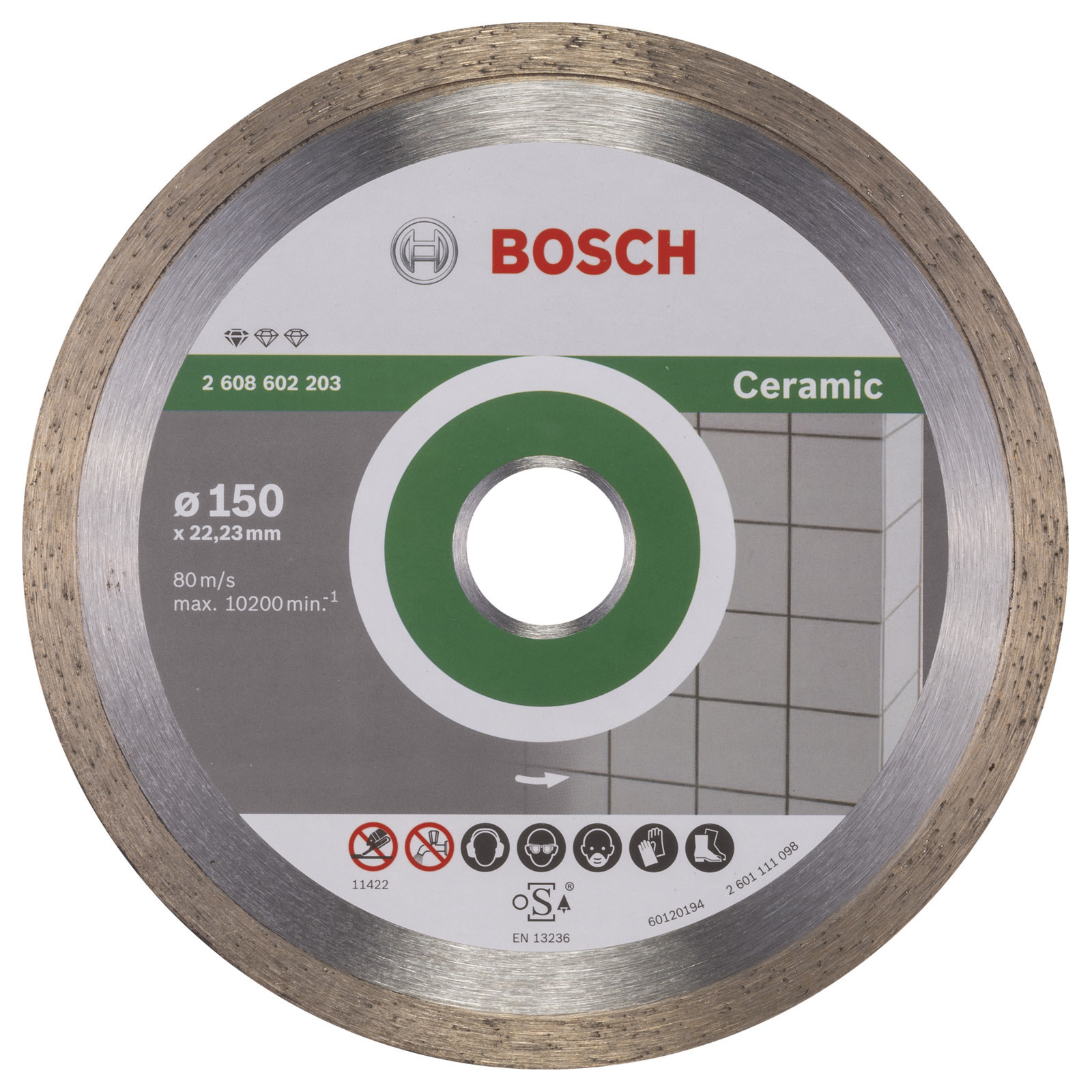 Bosch Diamanttrennscheibe Standard for Ceramic 150x22,23x1,6x7 mm 2608602203