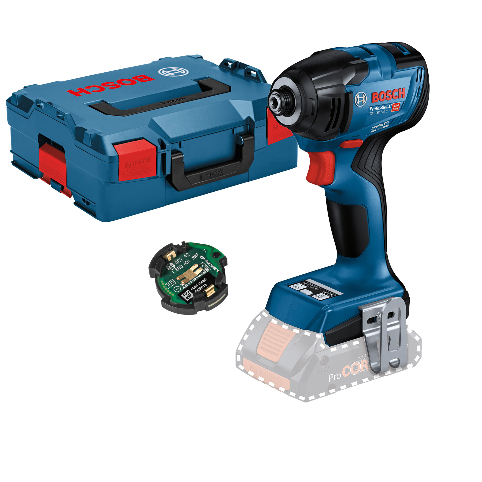 Bosch Akku-Drehschlagschrauber GDR 18V-210 C Solo + GCY 42 in L-Boxx - 06019J0101