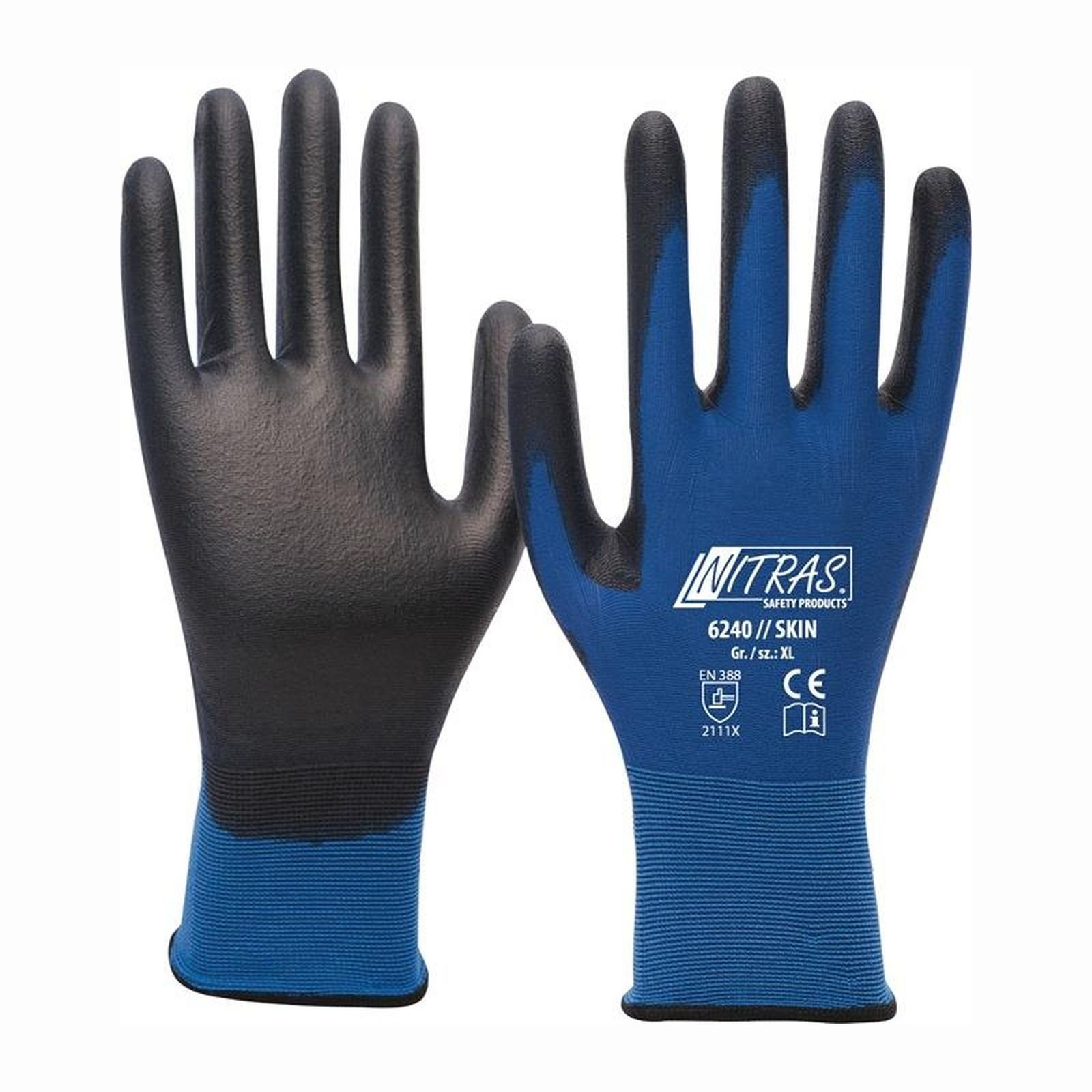 Nitras 12 Paar Handschuhe Skin blau / schwarz