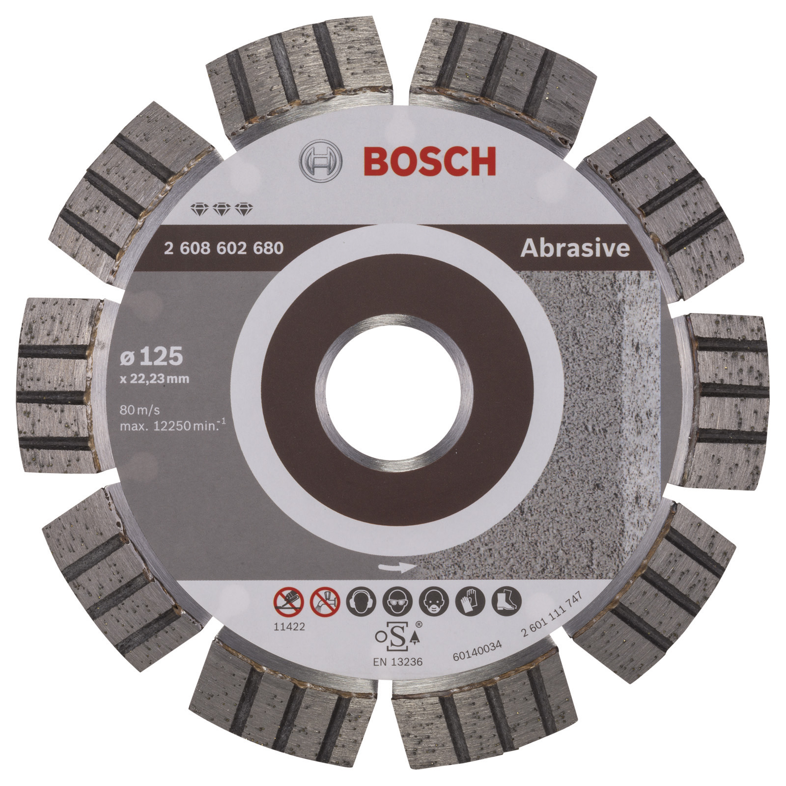 Bosch Diamanttrennscheibe Best for Abrasive, 125 x 22,23 x 2,2 x 12 mm -2608602680