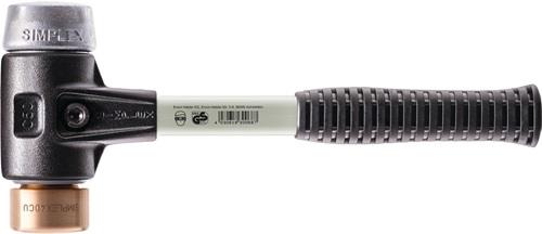 Halder SIMPLEX-Schonhammer mit verstärktem Stahlgussgehäuse und Fiberglasstiel Ø 40 mm Kupfer / Weichmetall - 3749.040