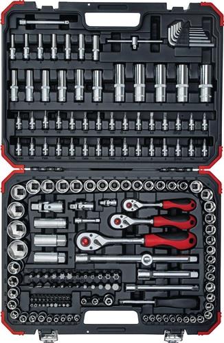 GEDORE red Steckschlüssel-Satz 172 teilig 1/4", 5/16", 3/8" & 1/2" mit Umschaltknarre, Steckschlüssel und Bitsatz mit 3 Ratschen inkl. Zubehör - R45603172