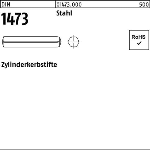 Zylinderkerbstift DIN 1473 5x 22 Stahl 100 Stück