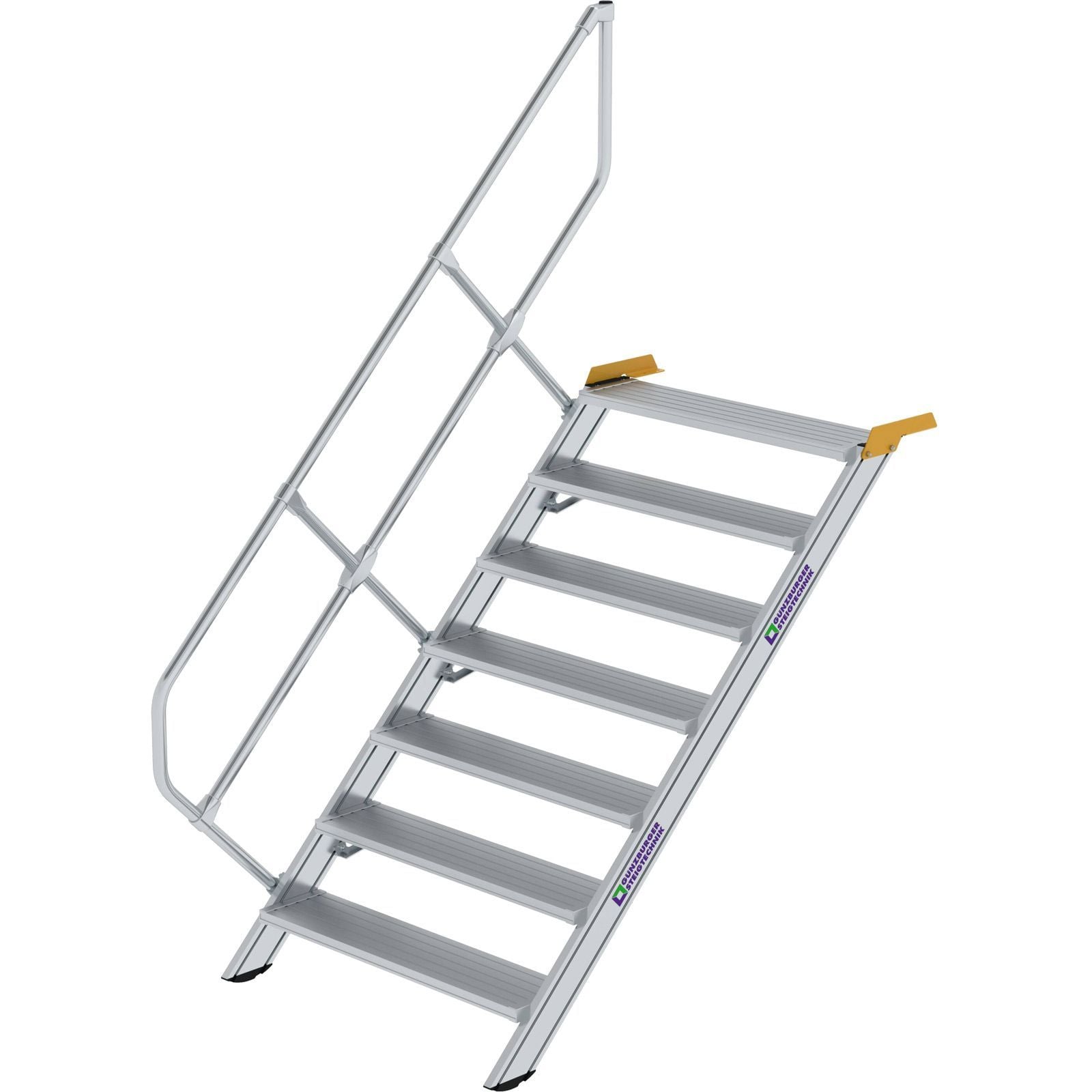 Günzburger Steigtechnik Treppe 45° Stufenbreite 1.000 mm 7 Stufen Aluminium geriffelt - 600347