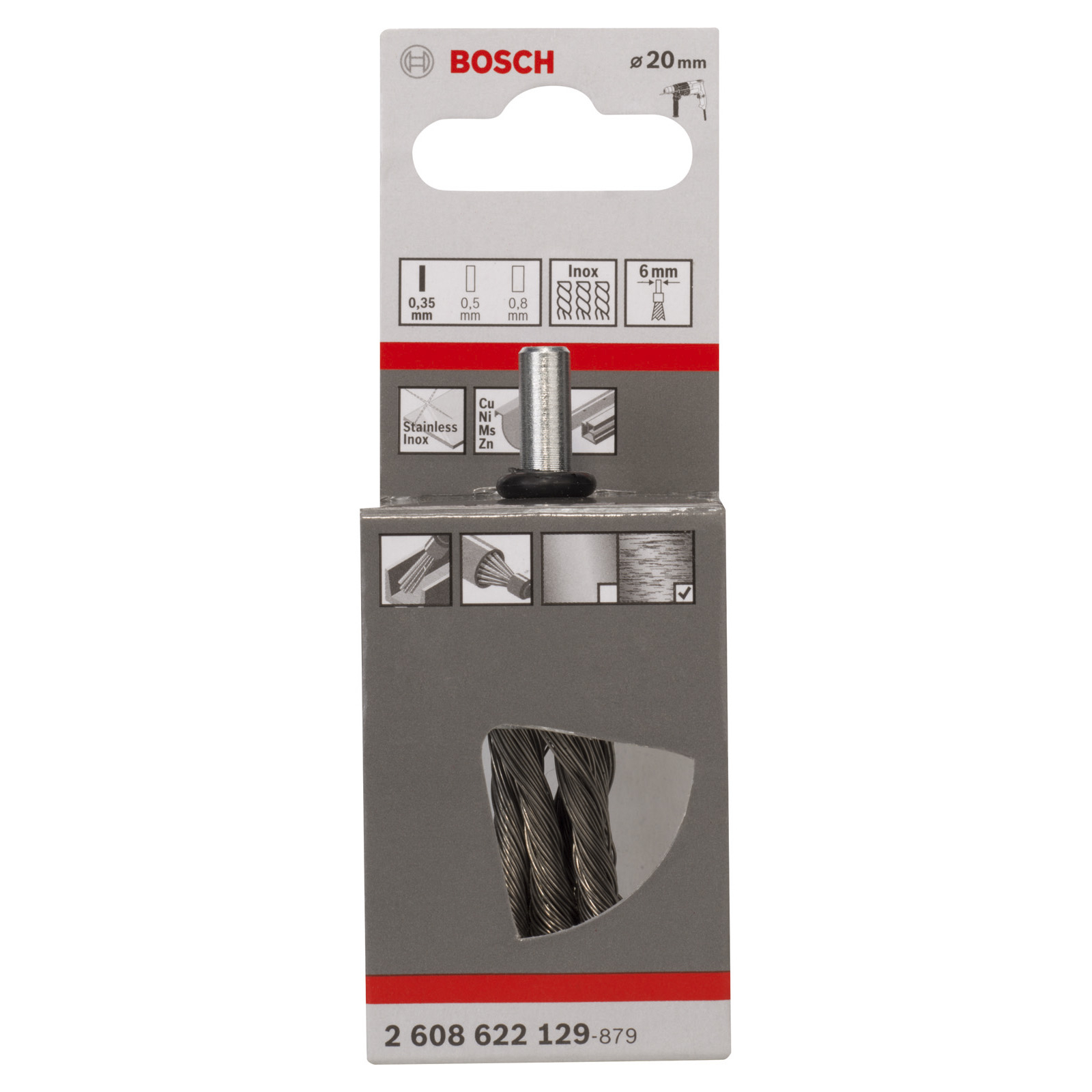 Bosch Pinselbürste gezopfter Edelstahldraht 0,35 x 19 mm - 2608622129