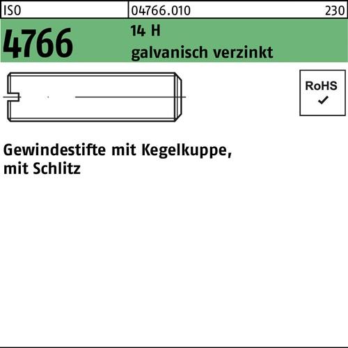 Gewindestift ISO 4766 Kegelkuppe/Schlitz M5x16 14 H galv.verz. 200St.