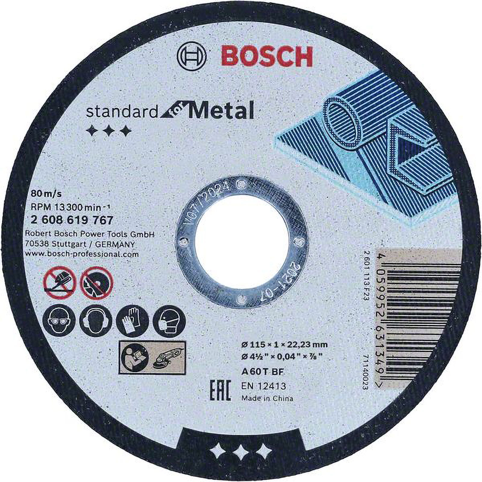 Bosch Standard for Metal Trennscheibe gerade, 115 mm, 22,23 mm - 2608619767