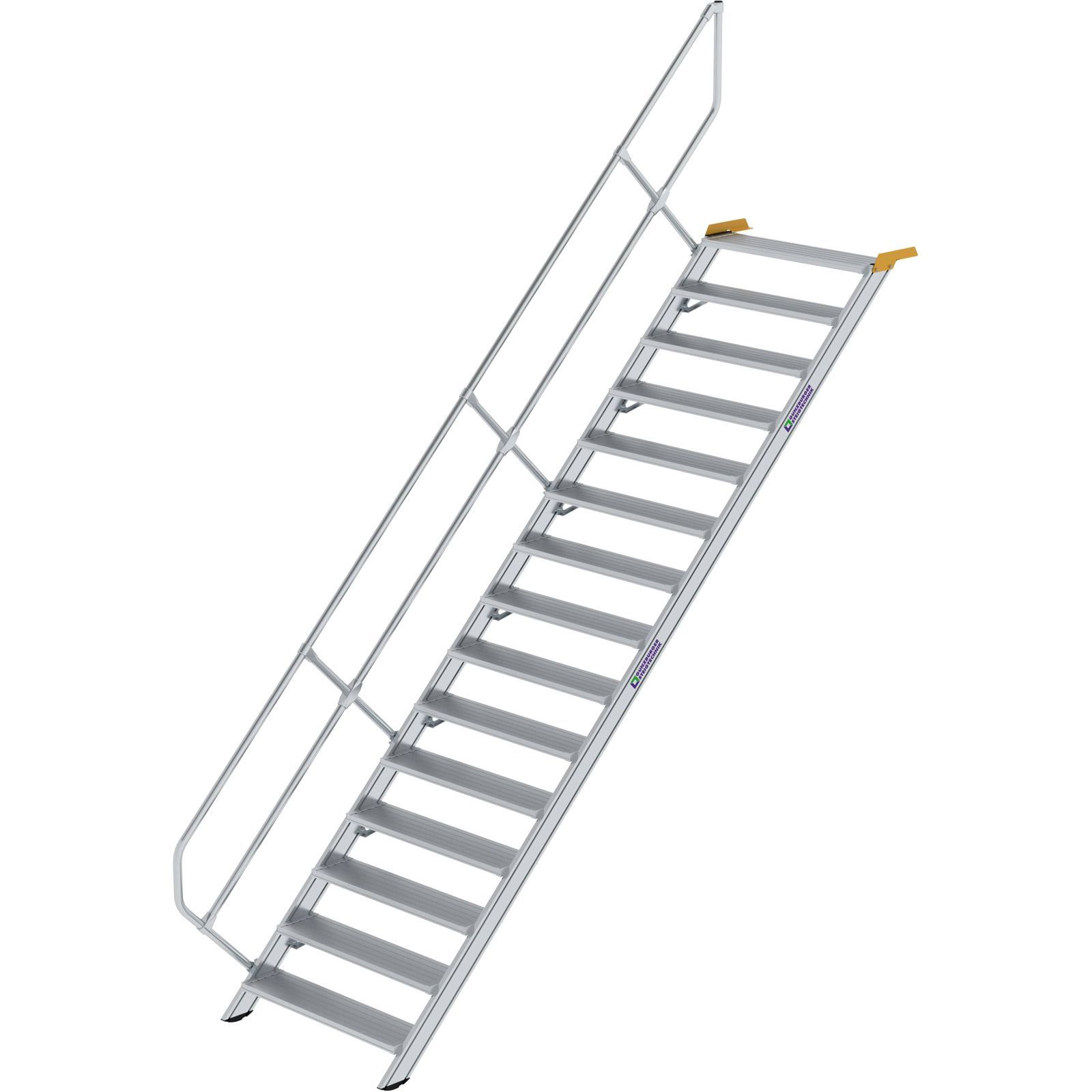 Günzburger Steigtechnik Treppe 45° Stufenbreite 1.000 mm 15 Stufen Aluminium geriffelt - 600355