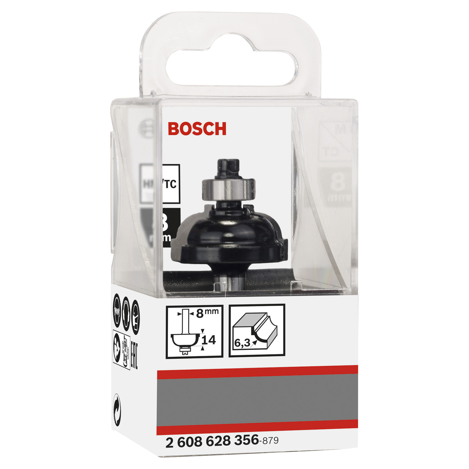 Bosch Profilfräser F 8 mm R1 6,3 mm D 28,5 mm L 13,2 mm G 54 mm - 2608628356