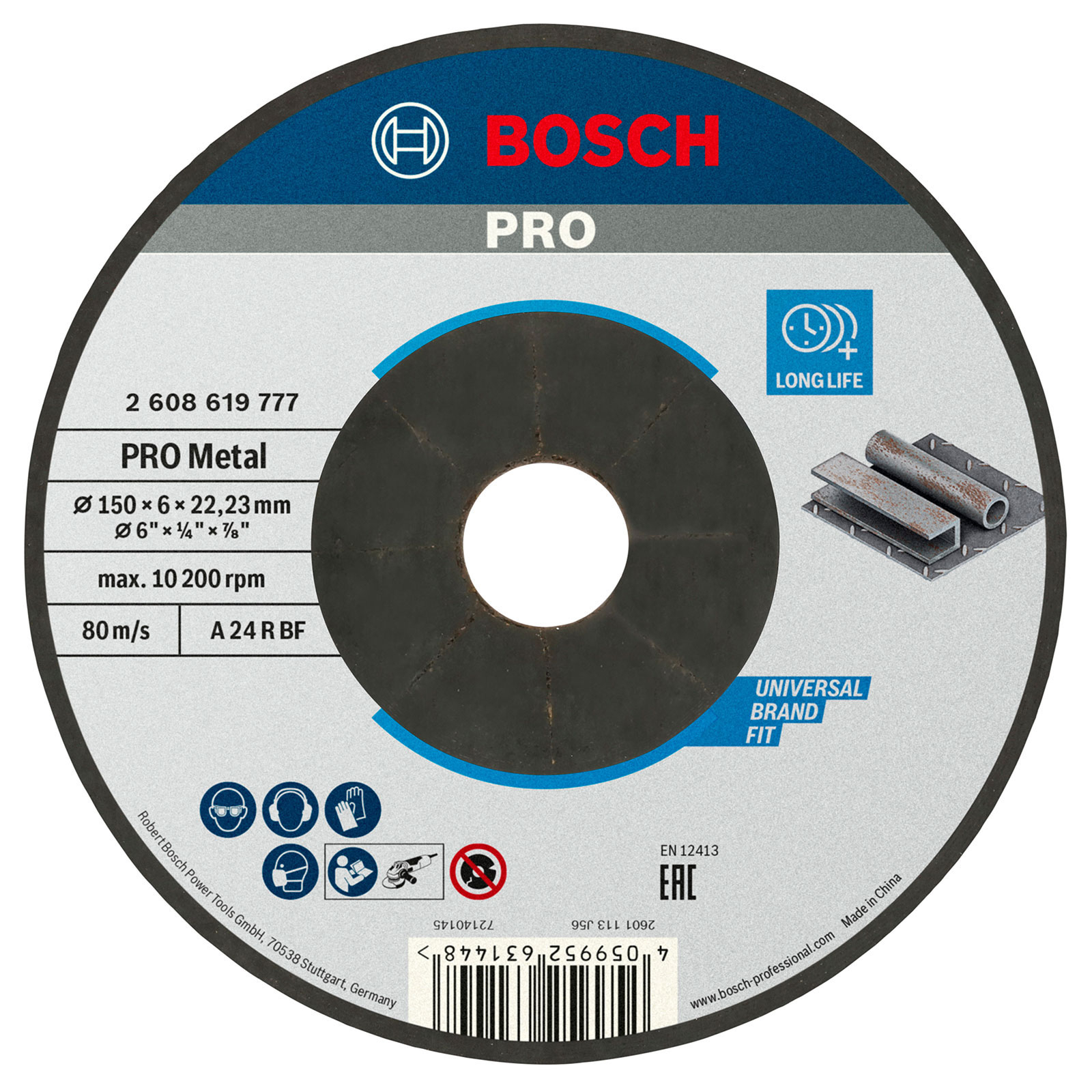 Bosch PRO Metal Schleifscheibe 150 x 6 x 22,23 mm - 2608619777