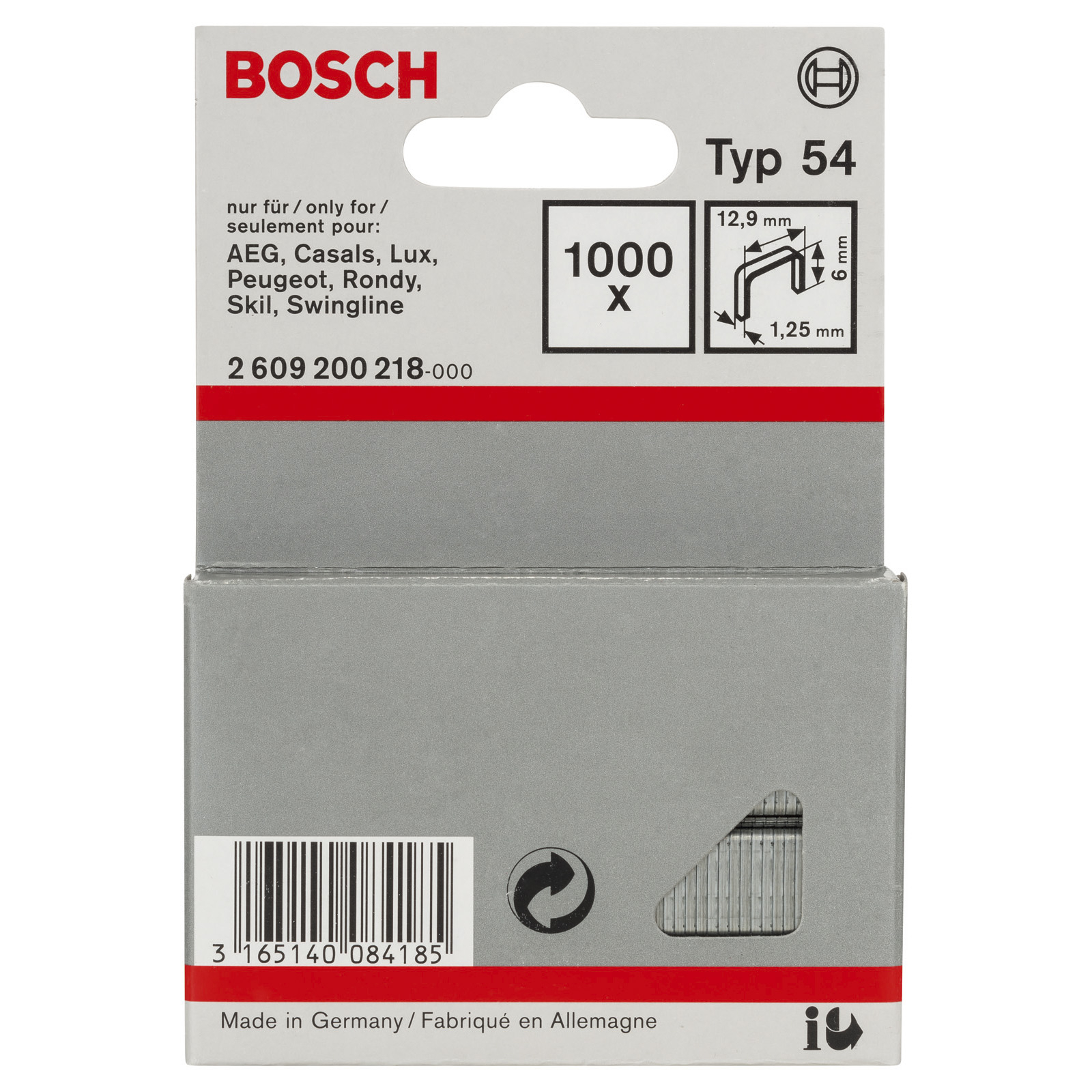 Bosch Flachdrahtklammer Typ 54, 12,9 x 1,25 x 6 mm -2609200218