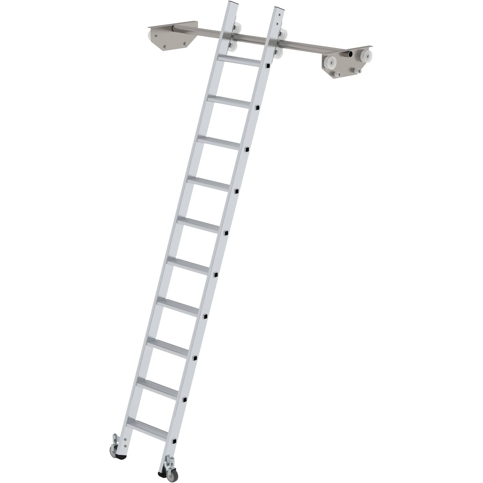 Günzburger Steigtechnik Stufen-Regalleiter fahrbar für Doppelregal