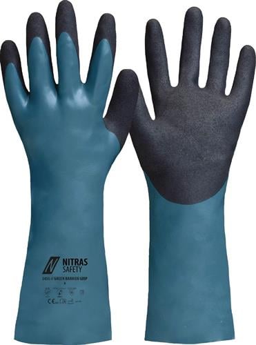Chemiehandschuhe Green Barrier Grip Gr.9 grün/schwarz EN 388,EN 374