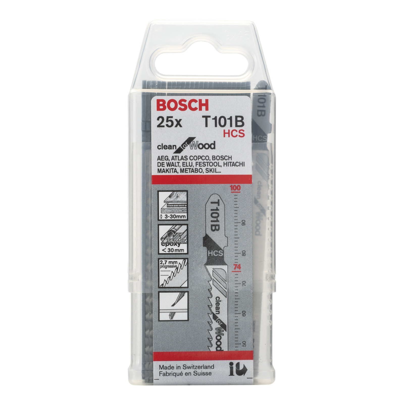 Bosch 25x Stichsägeblatt T 101 B Clean for Wood - 2608633622