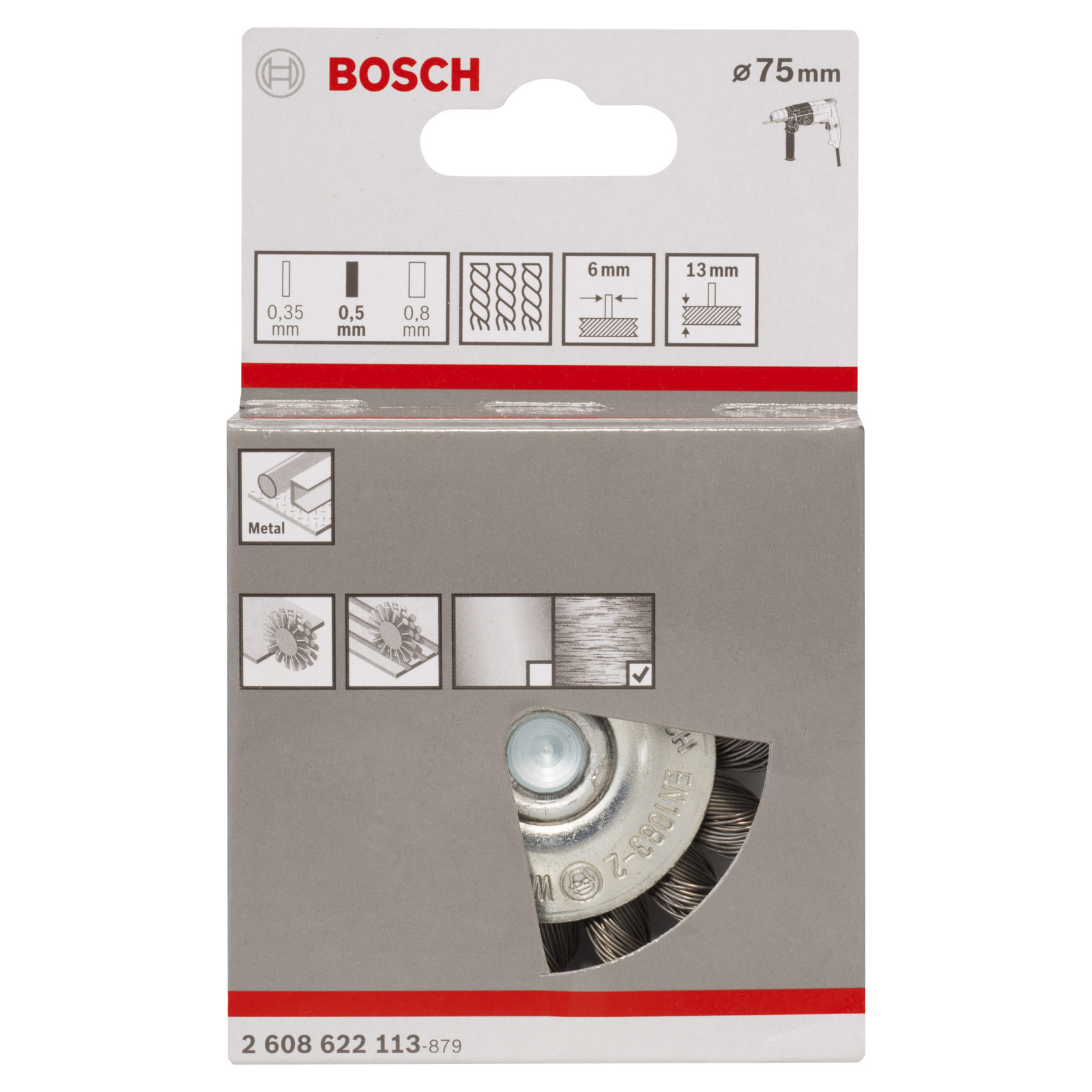 Bosch Scheibenbürste gezopfter Stahldraht 0,5 x 75 mm - 2608622113