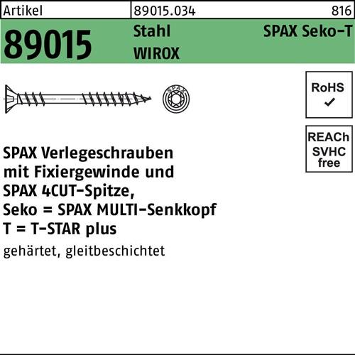 Verlegeschraube R 89015 Seko Fixierg./Spitze/T-STAR 4,5x60-T20 WIROX 500St. SPAX