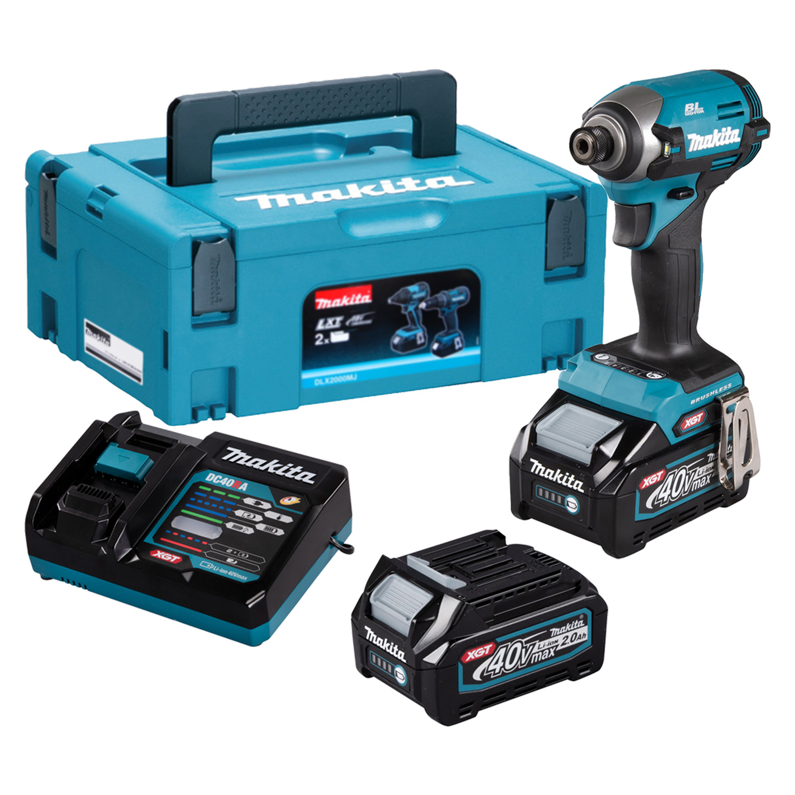 Makita TD003GA202 Akku-Schlagschrauber XGT 40 V / 2x 2,0 Ah Akku & Ladegerät im Makpac