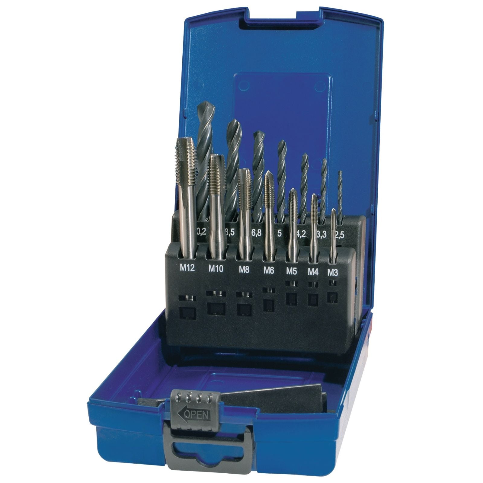 Maschinengewindebohrerset DIN 371/376 C M3-M12 14tlg.HSS Ku.-Kass.TECWERK