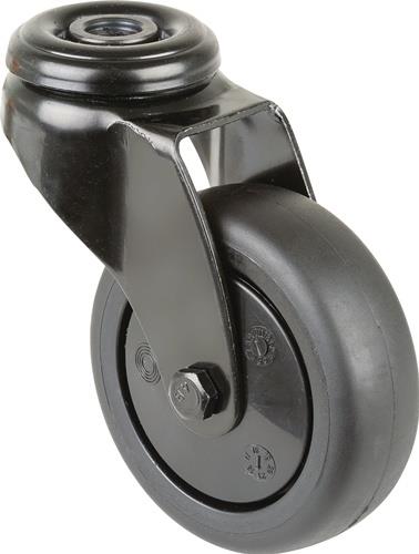 Lenkrolle D.75mm Trgf.75kg m.Rückenloch Ku.Kugell.Gum.schwarz BS ROLLEN