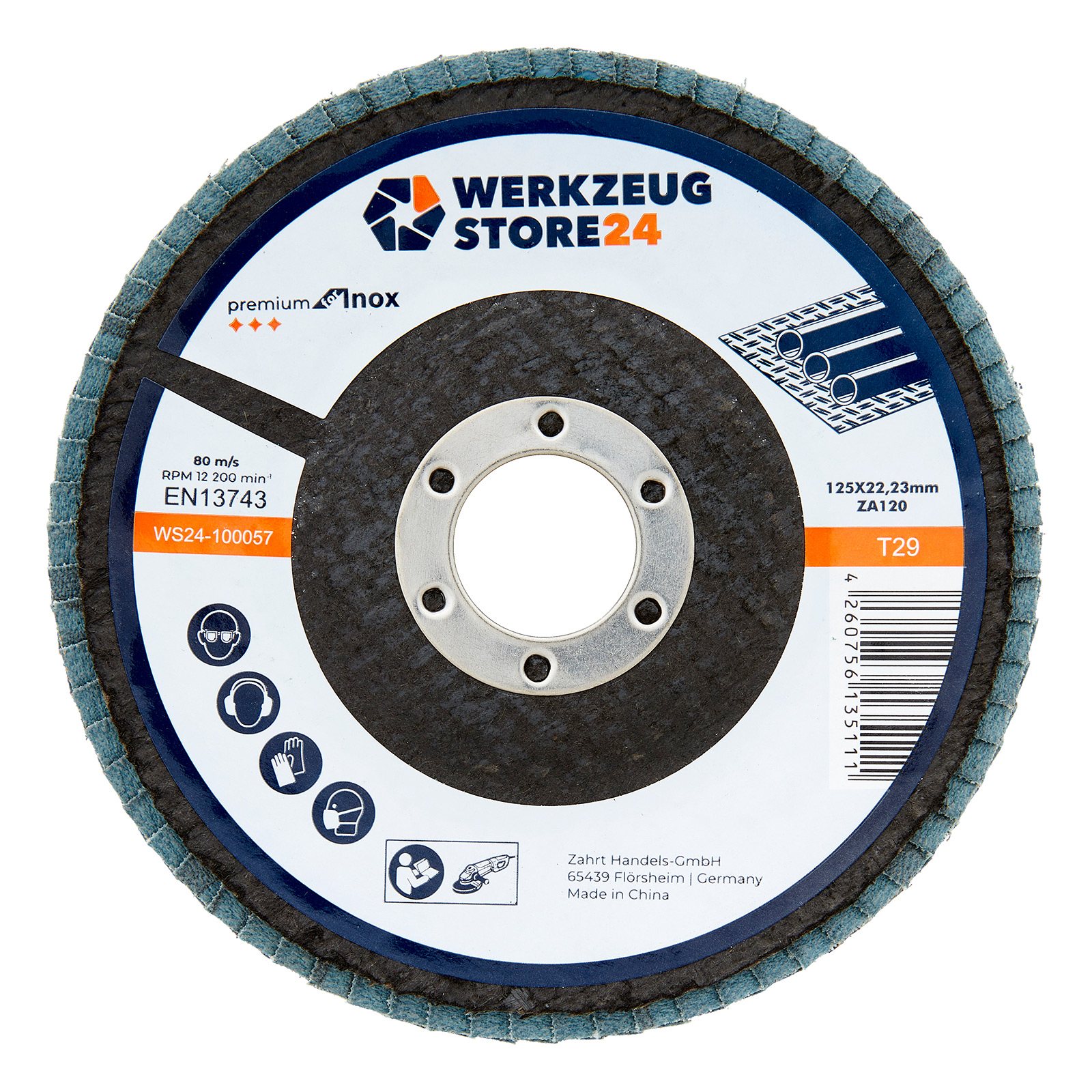 100057 WS24 10x Lamellenschleifscheibe 125 mm gewölbt Zirkonkorund K 120 ...