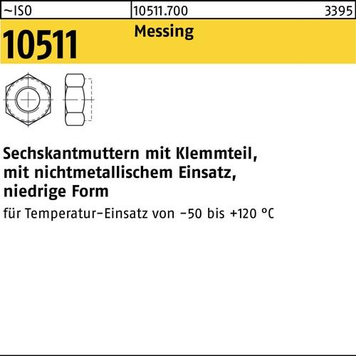 Sechskantmutter ISO 10511 Klemmteil M5 Messing 100 Stück
