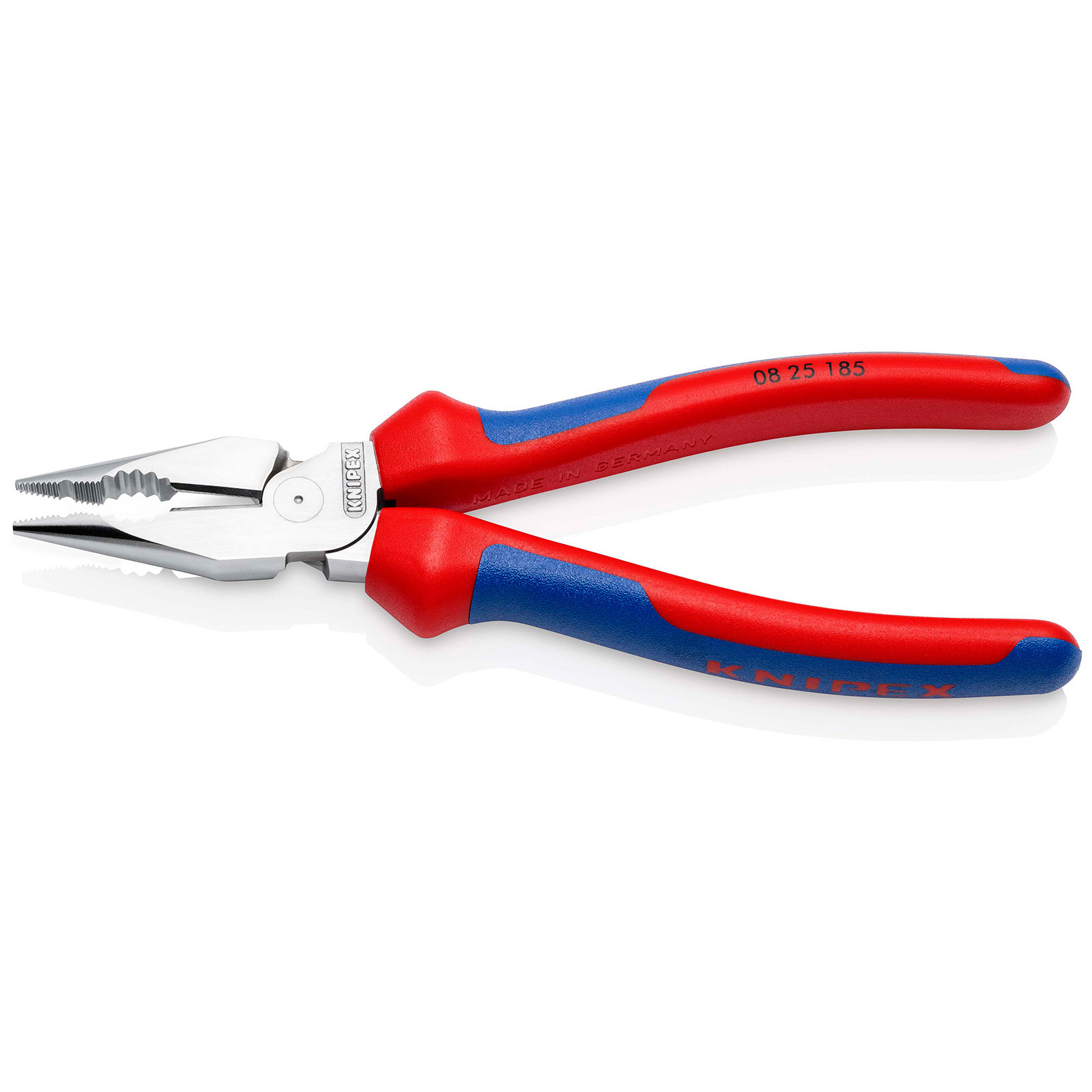 Knipex Spitz-Kombizange mit Mehrkomponenten-Hüllen verchromt 185 mm - 0825185