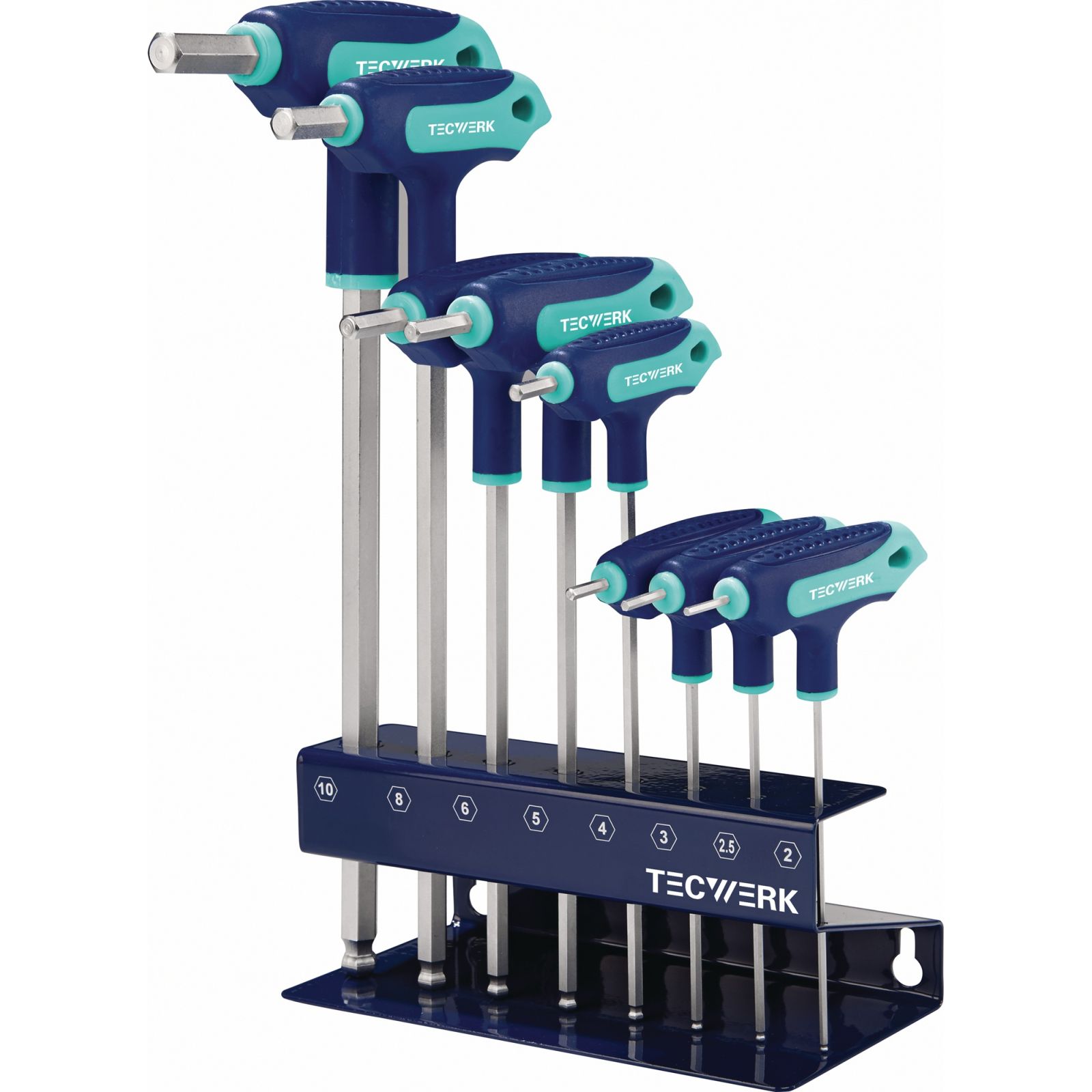 Stiftschlüsselsatz 8-tlg.SW 2-10 Quergriff,Kugelkopf,Seitenabtrieb TW