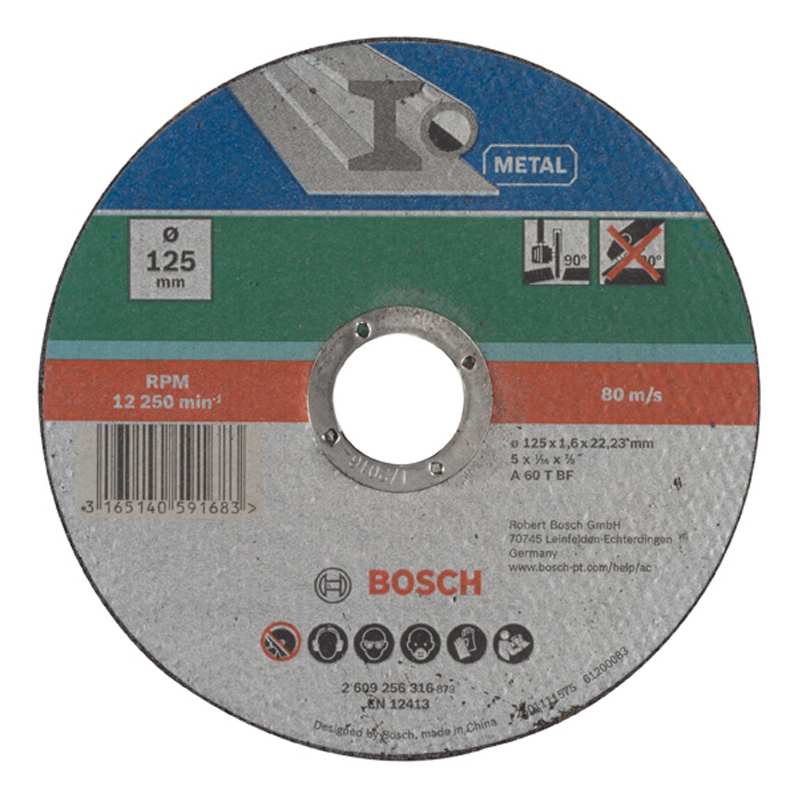 Bosch Trennscheibe gerade Metall D= 125 mm Dicke= 1,6 mm - 2609256316