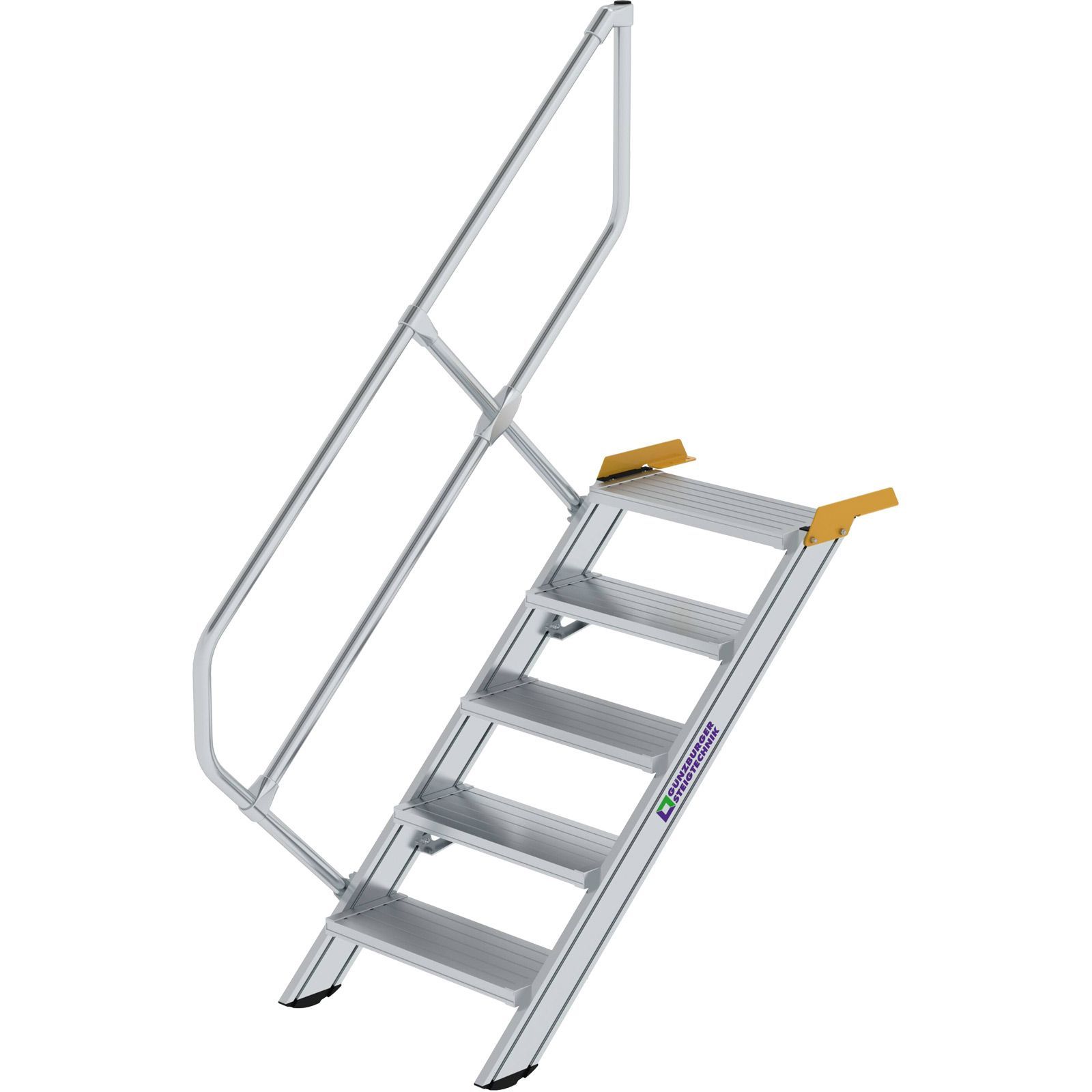 Günzburger Steigtechnik Treppe 45° Stufenbreite 600 mm 5 Stufen Aluminium geriffelt - 600245