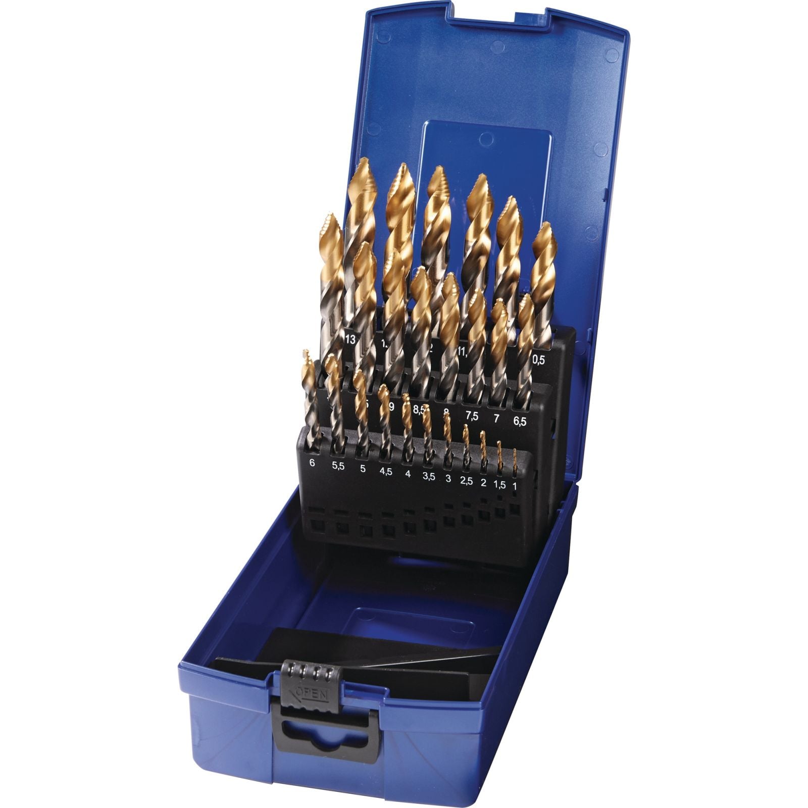 Spiralbohrersatz DIN 338 TypN D.1-10x0,5mm HSS TiN-kopfb.