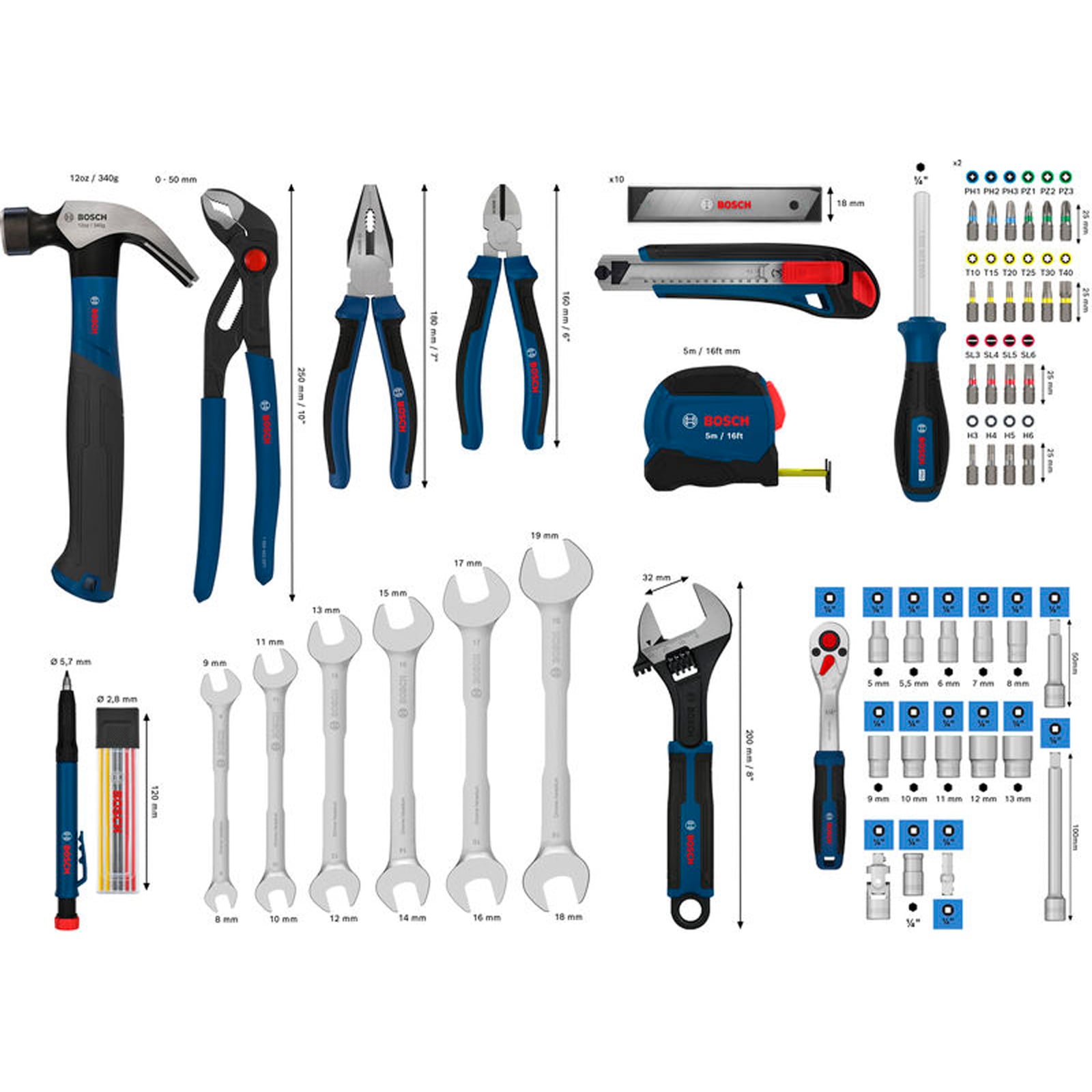 Bosch Gemischtes Handwerkzeug-Set 89-tlg. - 1600A03AL2